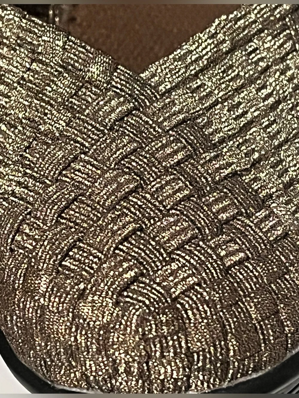 Bernie Mev Gold Bronze Mary Jane Woven Wedge Slip-On Size 7